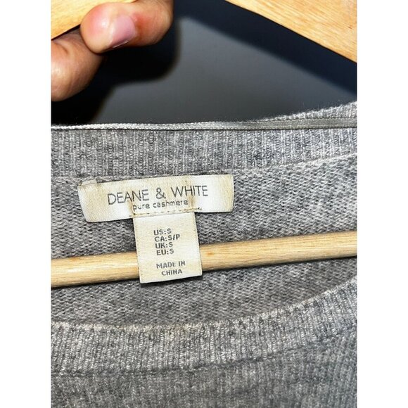 Deane & White Gray Cashmere Black Striped Sleeves Women's Sweater Size S - Picture 3 of 7